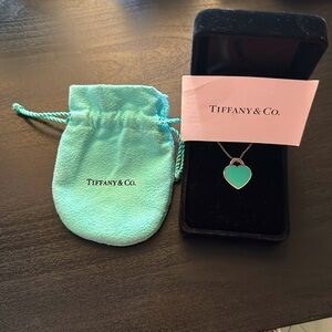Tiffany & Co. Silver and Blue Heart Necklace